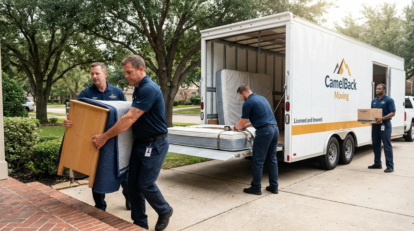 Crew loading residential truck for cross-state move from La Grange, KY